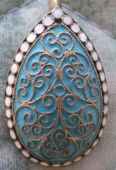 Russian silver cloissone enamel spoon