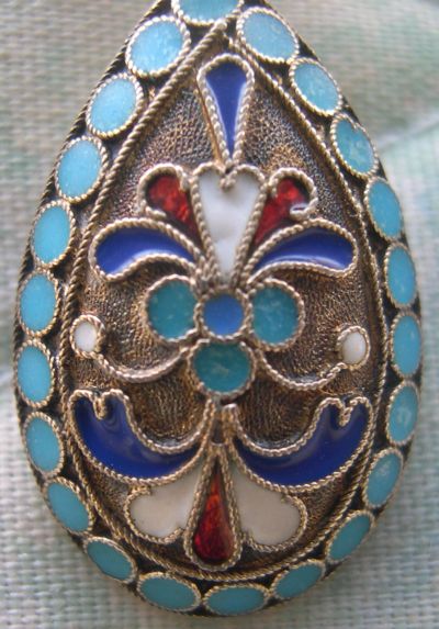 Russian silver cloissone enamel spoon