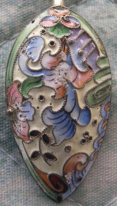 Russian cloissone enamel silver spoon