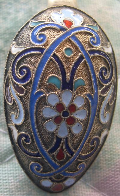 Russian cloissone enamel silver spoon