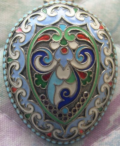 Russian cloissone enamel silver spoon