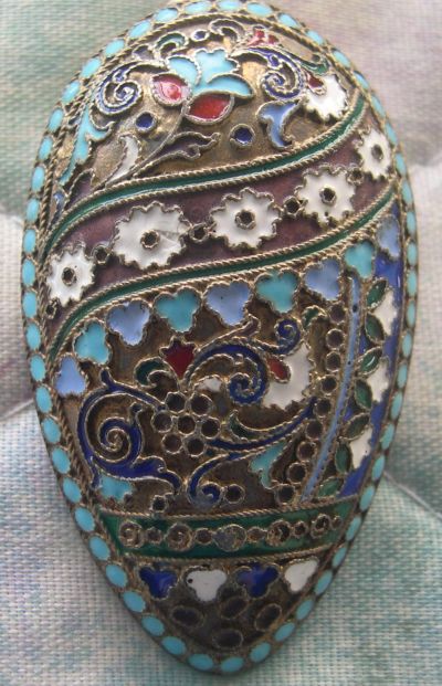 Russian cloissone enamel silver spoon