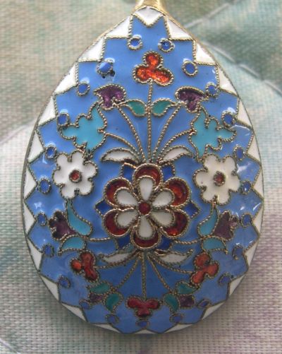 Russian cloissone enamel silver spoon