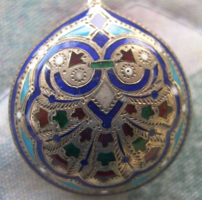 Russian cloissone enamel silver spoon