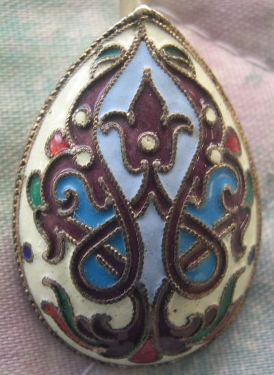 Russian cloissone enamel silver spoon