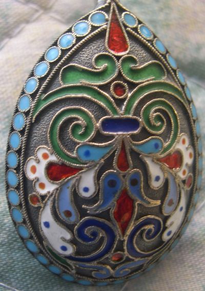 Russian cloissone enamel silver spoon