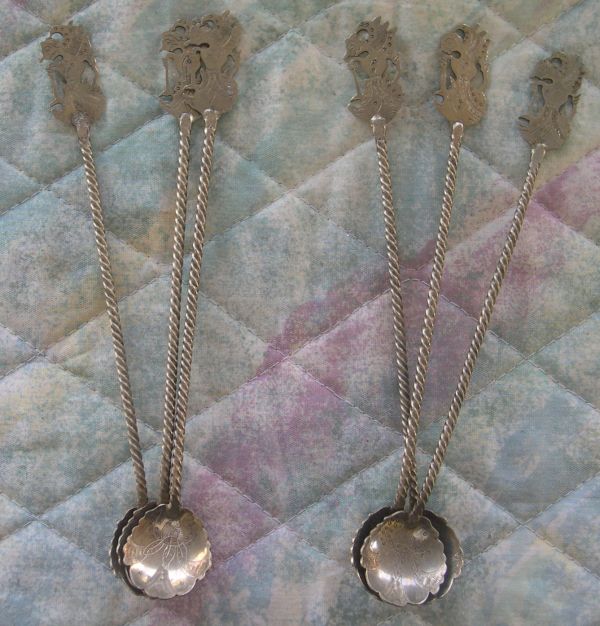 indonesia silver stirrer spoons wayang puppet
