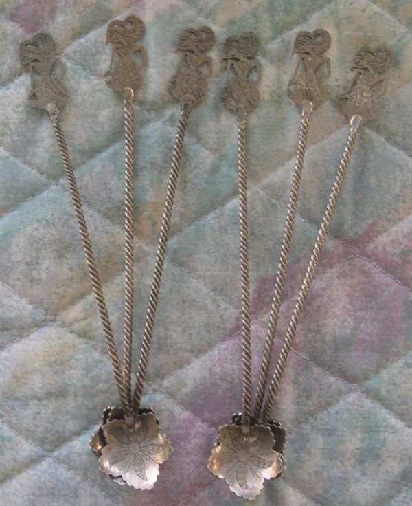 indonesia wayang puppet silver stirrer spoons