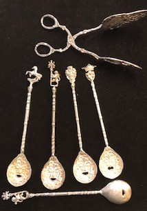 Italian Italy pewter spoons medusa